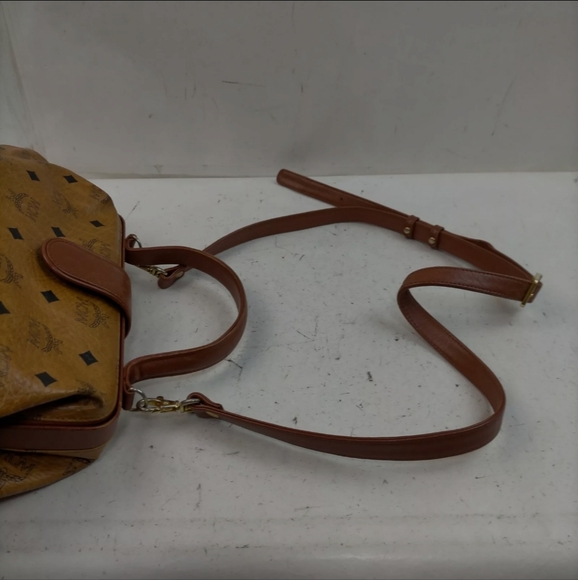 MCM Vintage Authentic Cognac Monogram Bowler Bag w/Crossbody Shoulder Strap - Picture 6 of 9